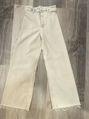 Zara High Rise Wide Leg Jeans in Cream